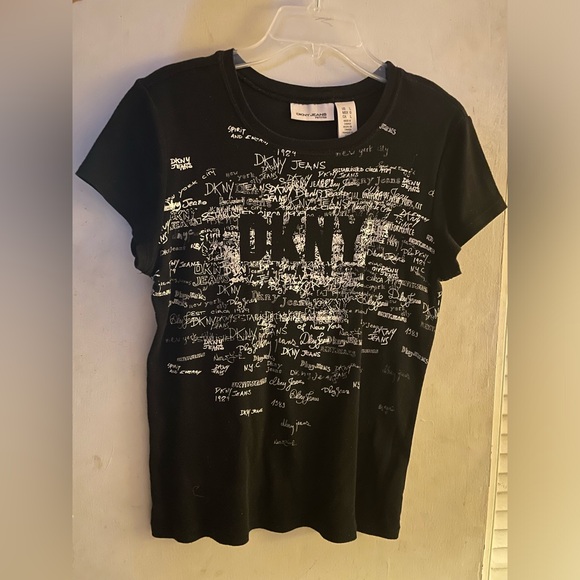 DKNY jeans petite black t-shirt large y2k 🖤 - Picture 1 of 3